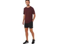 Store ASICS MEN SHORT SLEEVE HTHR TECH TOP Deep Mars Heather