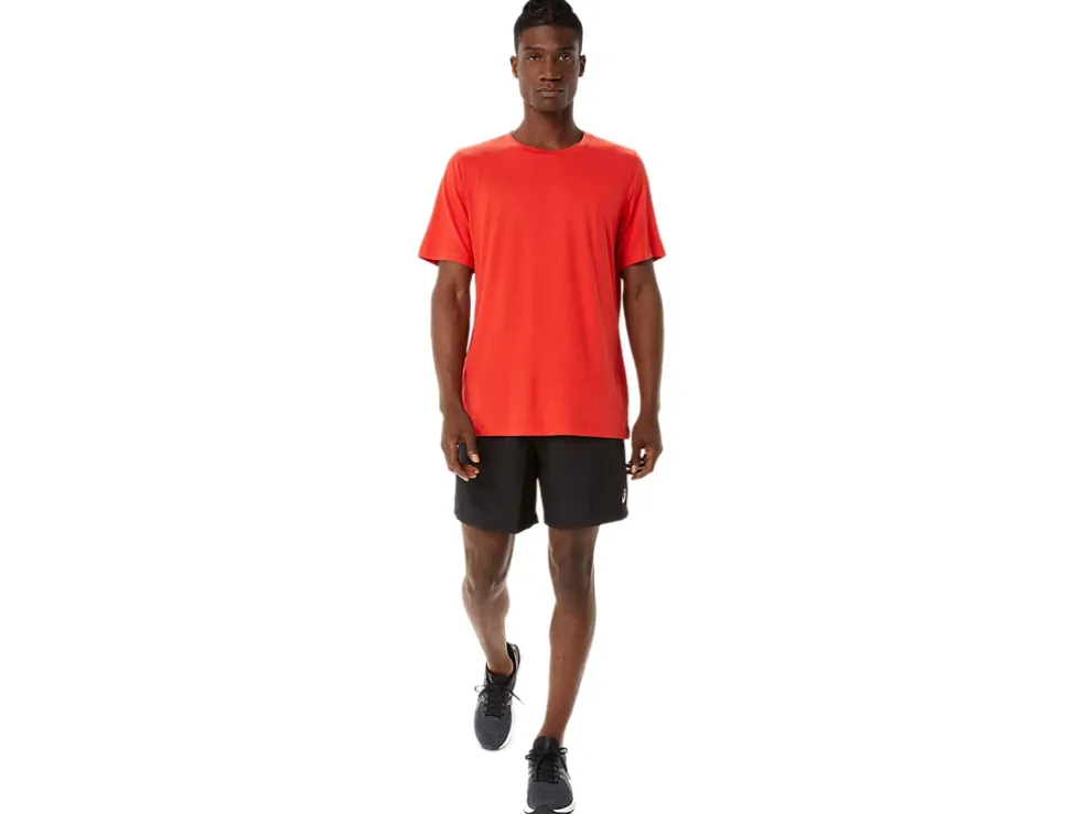 Discount ASICS MEN SHORT SLEEVE HTHR TECH TOP Fiery Red Heather