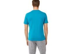 Shop ASICS MEN SHORT SLEEVE HTHR TECH TOP Teal Blue
