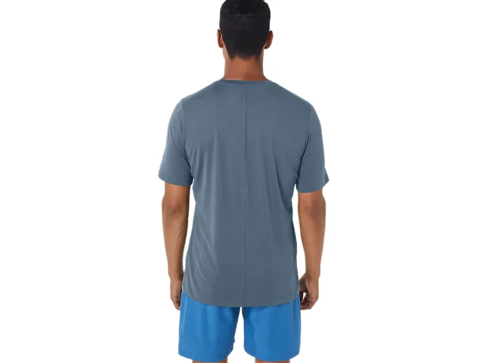 Hot ASICS MEN SHORT SLEEVE HTHR TECH TOP Steel Blue Heather