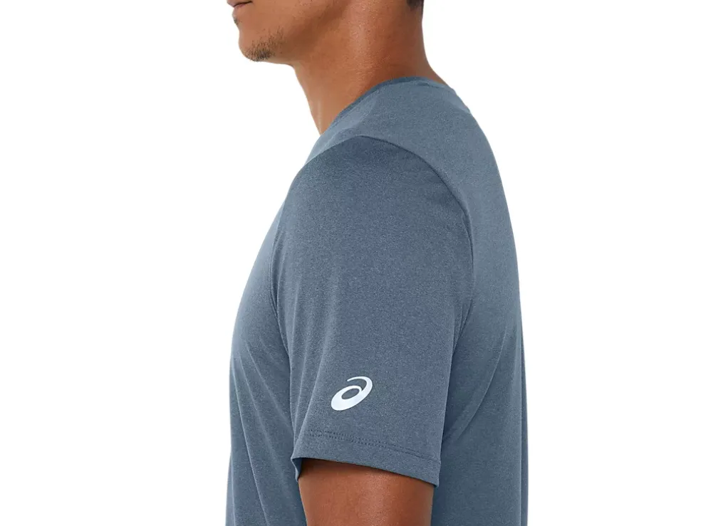 Hot ASICS MEN SHORT SLEEVE HTHR TECH TOP Steel Blue Heather