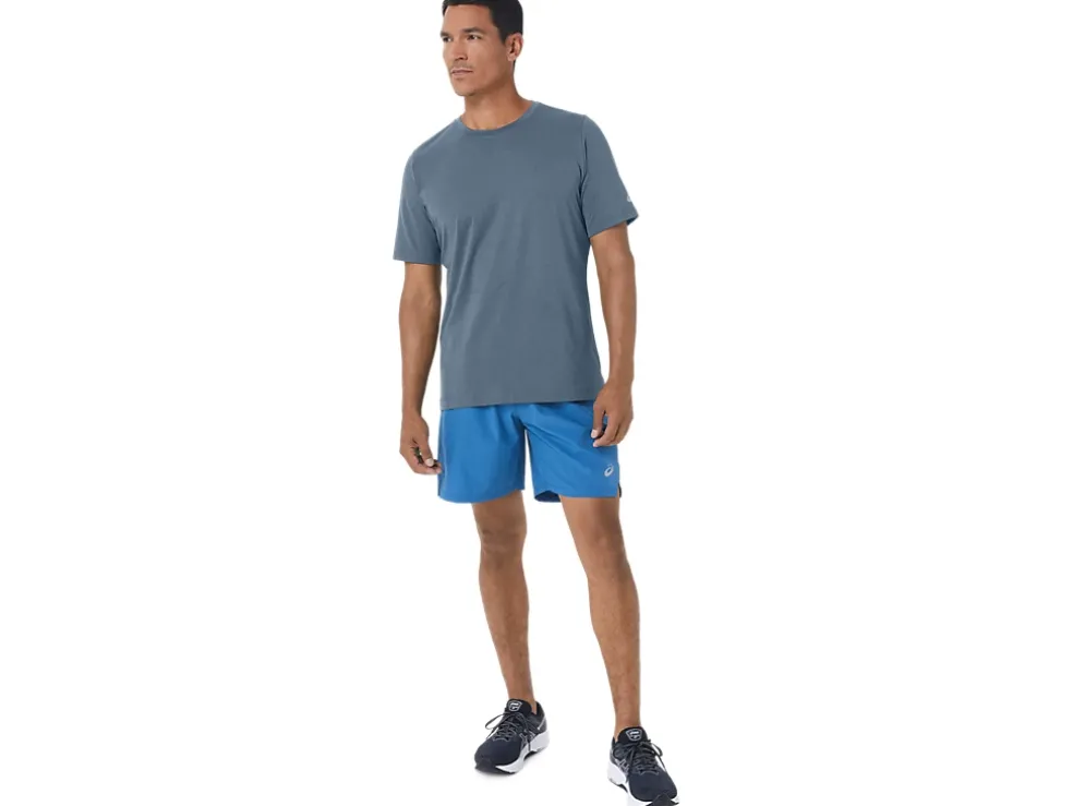 Hot ASICS MEN SHORT SLEEVE HTHR TECH TOP Steel Blue Heather