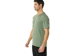 Discount ASICS MEN SHORT SLEEVE HTHR TECH TOP Lichen Green Heather