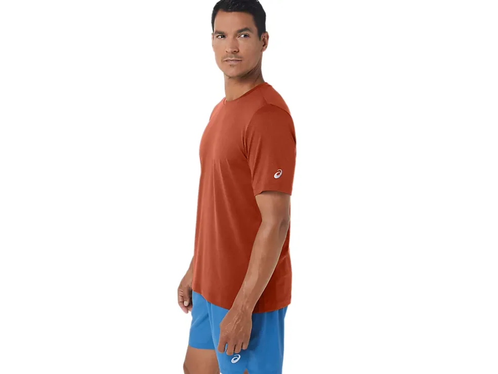 Discount ASICS MEN SHORT SLEEVE HTHR TECH TOP Spice Latte Heather