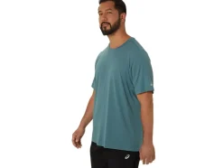 New ASICS MEN SHORT SLEEVE HTHR TECH TOP Foggy Teal Heather