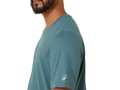 New ASICS MEN SHORT SLEEVE HTHR TECH TOP Foggy Teal Heather