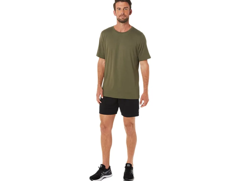 Cheap ASICS MEN SHORT SLEEVE HTHR TECH TOP Olive Canvas Heather