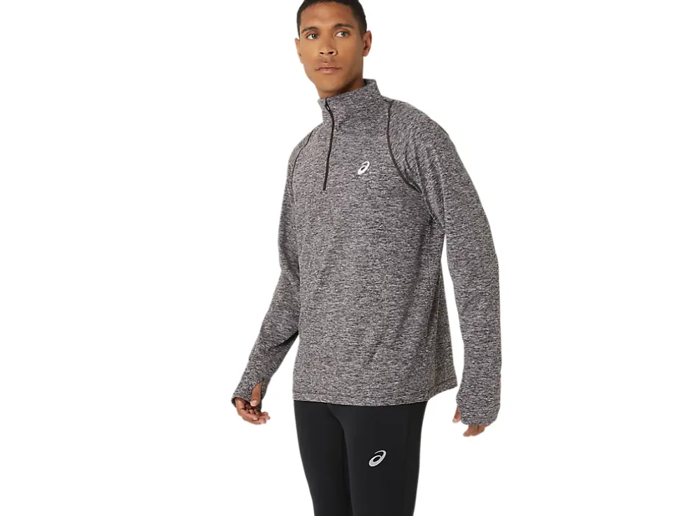 Discount ASICS MEN THERMOPOLIS QUARTER ZIP Dark Auburn Heather