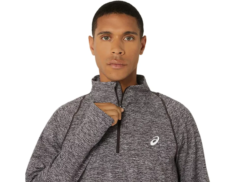 Discount ASICS MEN THERMOPOLIS QUARTER ZIP Dark Auburn Heather