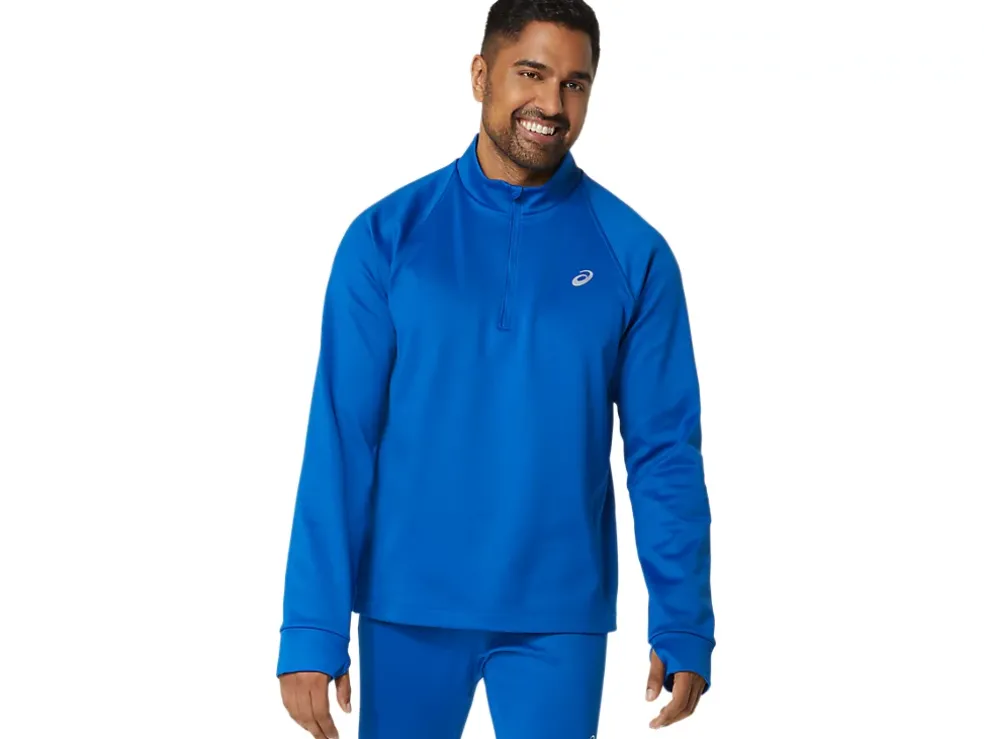 New ASICS MEN THERMOPOLIS WINTER 1/2 ZIP Tuna Blue