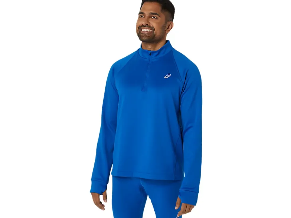 New ASICS MEN THERMOPOLIS WINTER 1/2 ZIP Tuna Blue