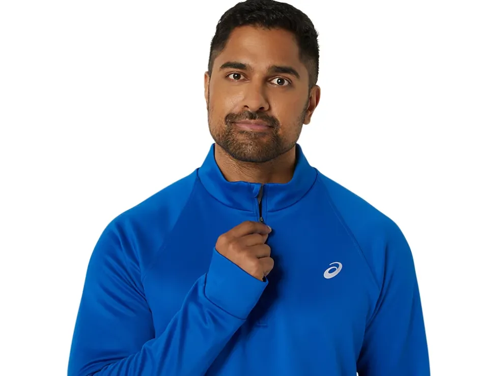 New ASICS MEN THERMOPOLIS WINTER 1/2 ZIP Tuna Blue