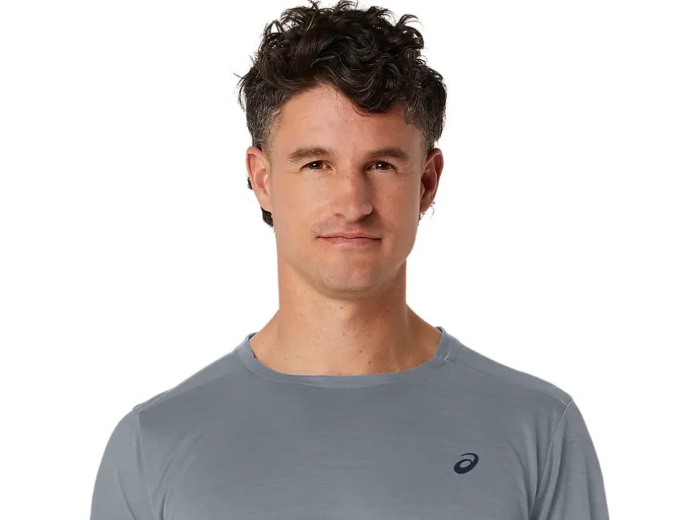 Discount ASICS MEN TRAIN SANA LONG SLEEVE Sheet Rock/Peacoat