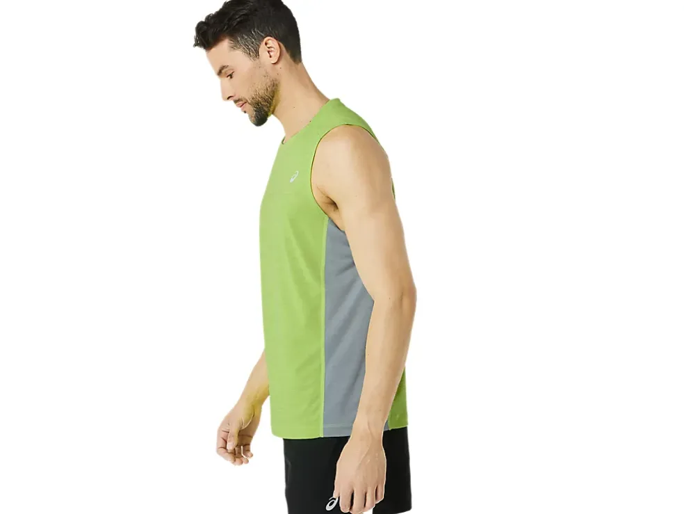 Shop ASICS MEN TRAIN SANA MUSCLE TANK Lime Zest/Sheet Rock