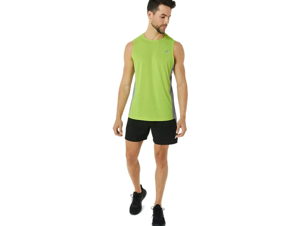 Shop ASICS MEN TRAIN SANA MUSCLE TANK Lime Zest/Sheet Rock