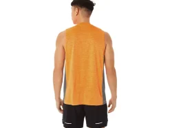 New ASICS MEN TRAIN SANA MUSCLE TANK Orange Pop/Sheet Rock