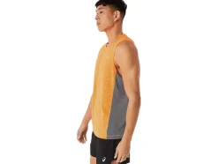 New ASICS MEN TRAIN SANA MUSCLE TANK Orange Pop/Sheet Rock
