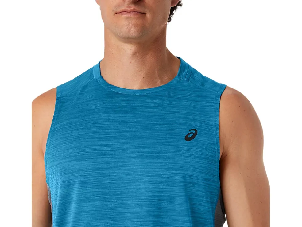 Best ASICS MEN TRAIN SANA MUSCLE TANK Island Blue/Sheet Rock