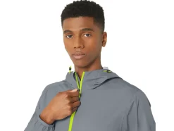 Clearance ASICS MEN WATERPROOF JACKET Sheet Rock/Lime Zest