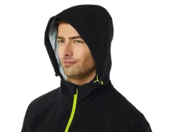Cheap ASICS MEN WATERPROOF JACKET Performance Black/Lime Zest
