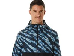 Clearance ASICS MEN WILD CAMO ANORAK Azure/Performance Black