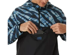 Clearance ASICS MEN WILD CAMO ANORAK Azure/Performance Black
