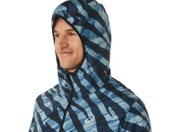 Clearance ASICS MEN WILD CAMO ANORAK Azure/Performance Black