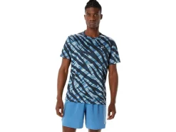 Best ASICS MEN WILD CAMO SHORT SLEEVE TOP Azure/Performance Black