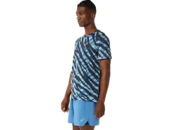 Best ASICS MEN WILD CAMO SHORT SLEEVE TOP Azure/Performance Black