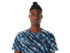 Best ASICS MEN WILD CAMO SHORT SLEEVE TOP Azure/Performance Black