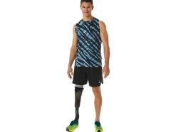 Flash Sale ASICS MEN WILD CAMO SINGLET Azure/Performance Black