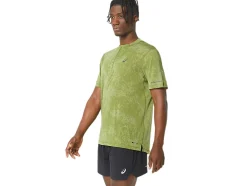 Discount ASICS METARUN PATTERN 1/2 ZIP SHORT SLEEVE TOP Cactus