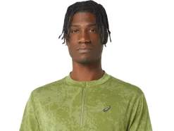 Discount ASICS METARUN PATTERN 1/2 ZIP SHORT SLEEVE TOP Cactus
