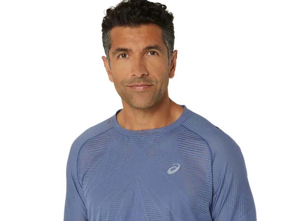 Outlet ASICS METARUN SHORT SLEEVE TOP Denim Blue