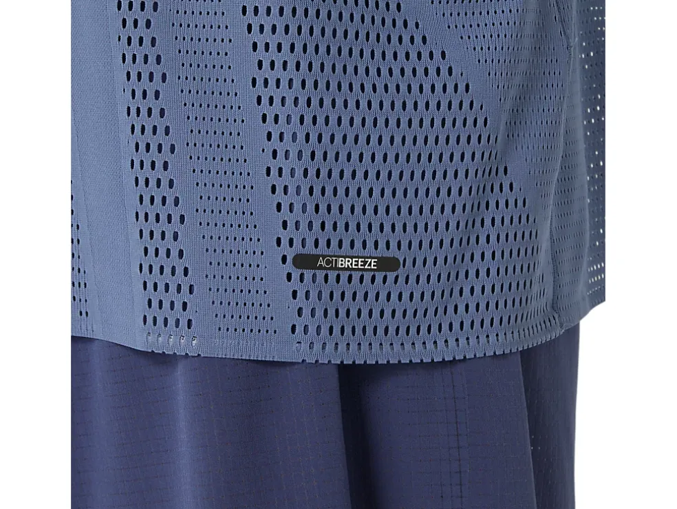 Outlet ASICS METARUN SHORT SLEEVE TOP Denim Blue