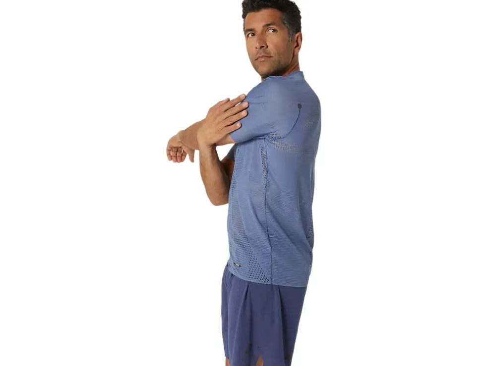 Outlet ASICS METARUN SHORT SLEEVE TOP Denim Blue
