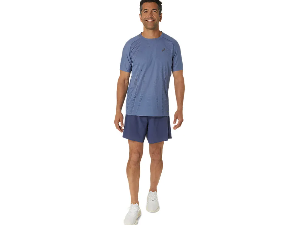 Outlet ASICS METARUN SHORT SLEEVE TOP Denim Blue