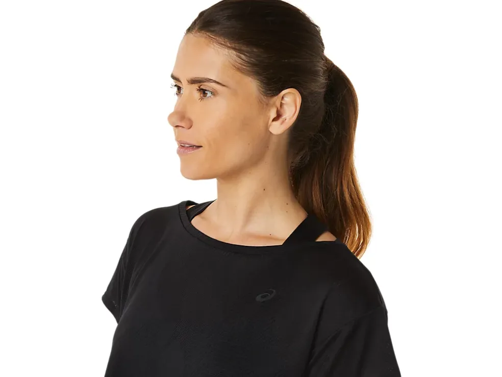 Fashion ASICS MOVEKOYO JACQUARD SHORT SLEEVE TOP Performance Black