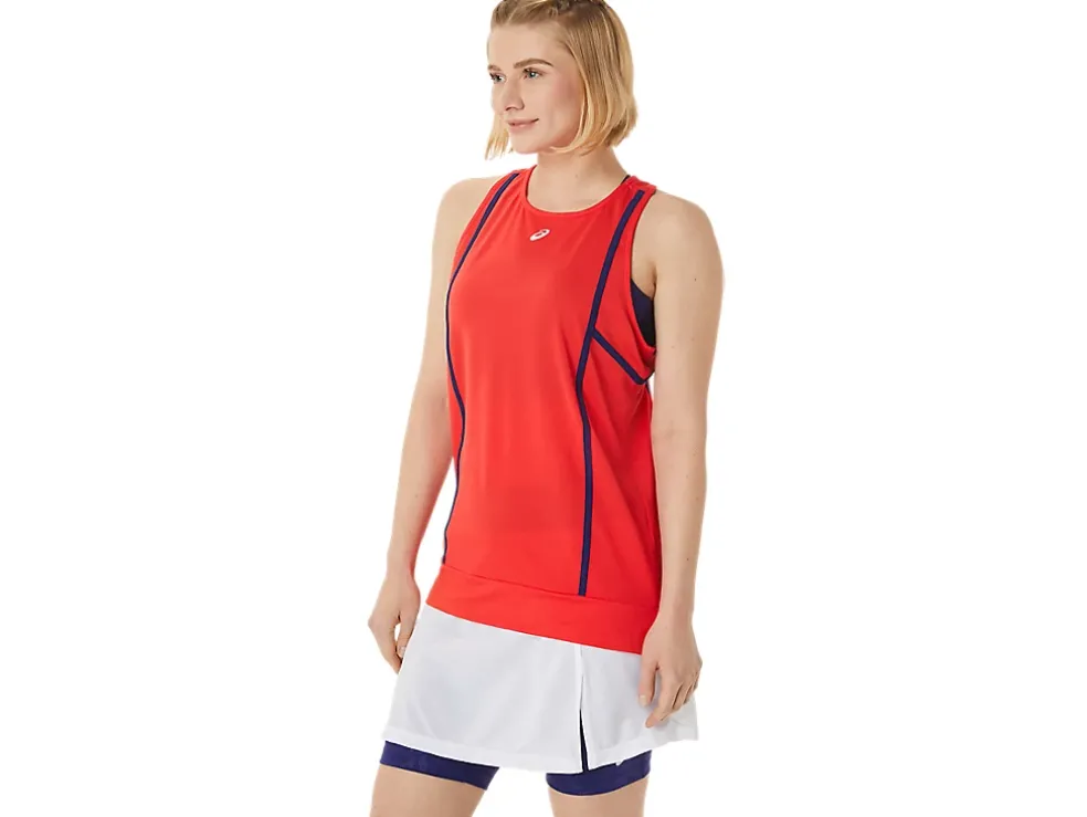 Discount ASICS NEW STRONG 92 TANK Red Alert/Dive Blue