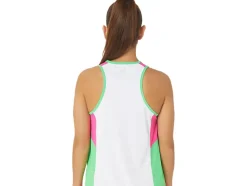 Clearance ASICS NEW STRONG rePURPOSED RUN SINGLET White/Track/Pink Glo