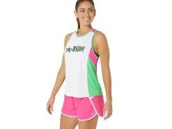 Clearance ASICS NEW STRONG rePURPOSED RUN SINGLET White/Track/Pink Glo