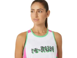 Clearance ASICS NEW STRONG rePURPOSED RUN SINGLET White/Track/Pink Glo