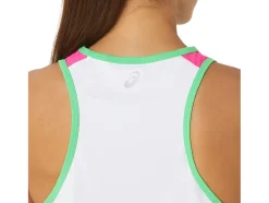 Clearance ASICS NEW STRONG rePURPOSED RUN SINGLET White/Track/Pink Glo