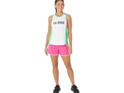 Clearance ASICS NEW STRONG rePURPOSED RUN SINGLET White/Track/Pink Glo