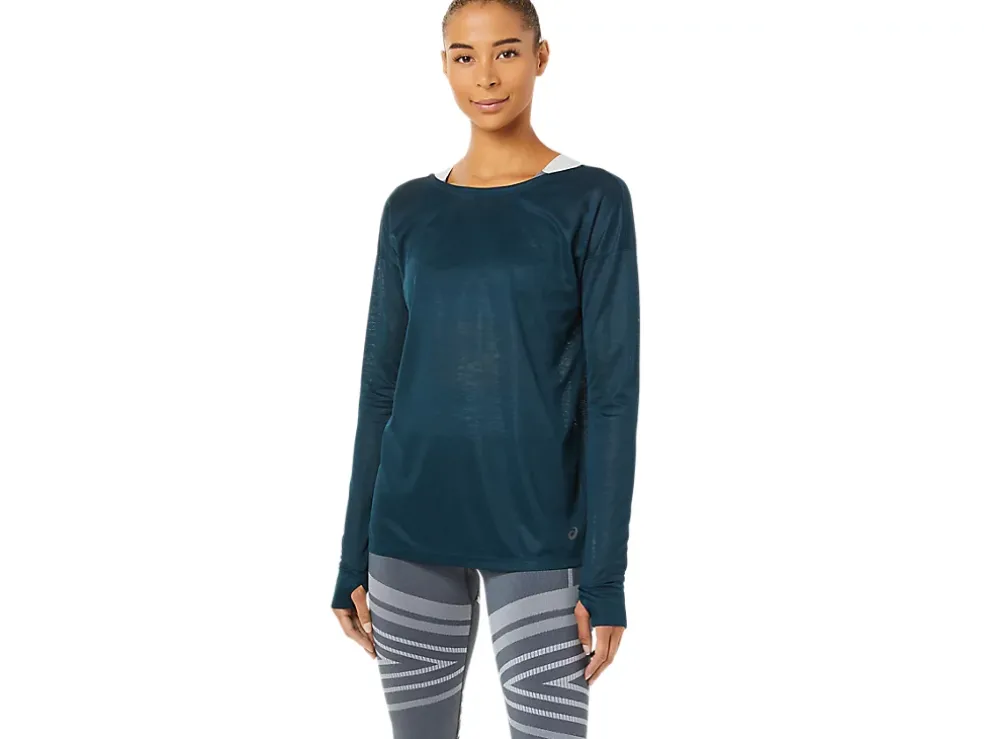 New ASICS OPEN BACK LONG SLEEVE TOP French Blue