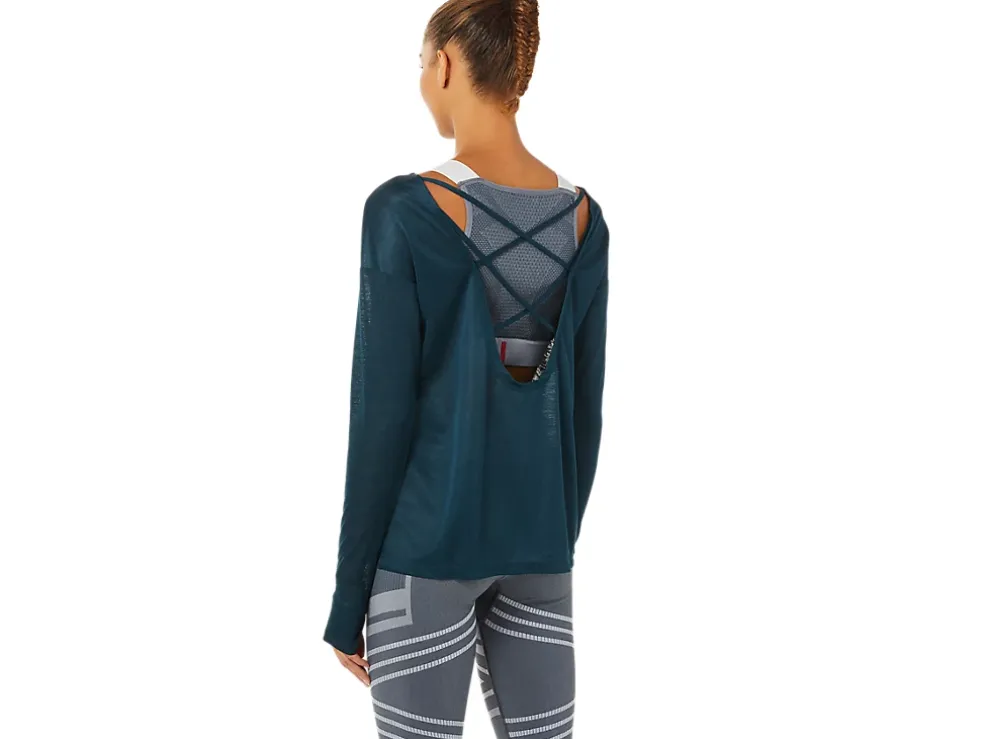 New ASICS OPEN BACK LONG SLEEVE TOP French Blue