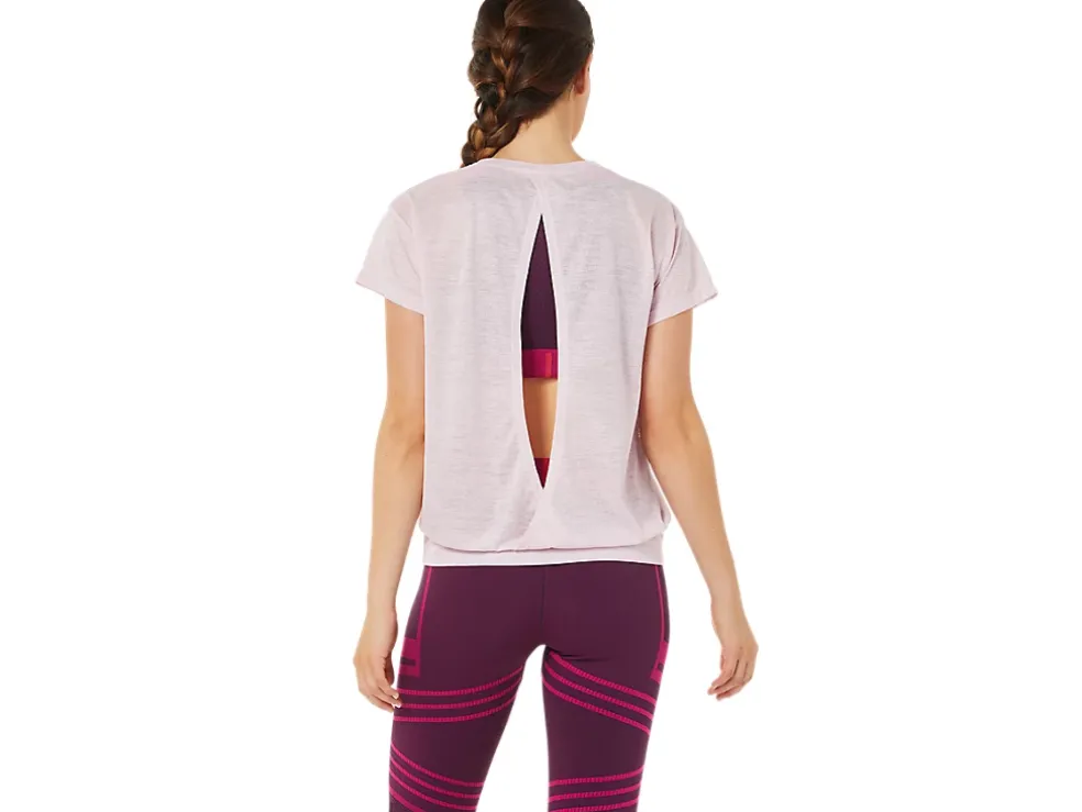 Best ASICS OPEN BACK SHORT SLEEVE TOP Barely Rose