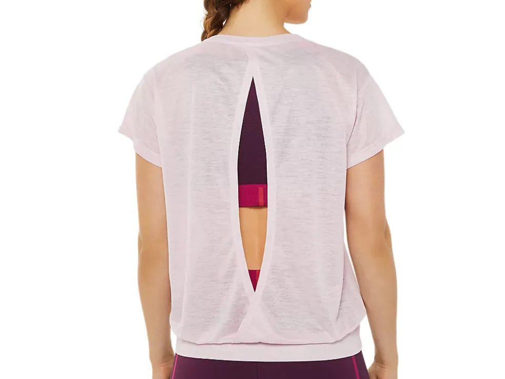 Best ASICS OPEN BACK SHORT SLEEVE TOP Barely Rose