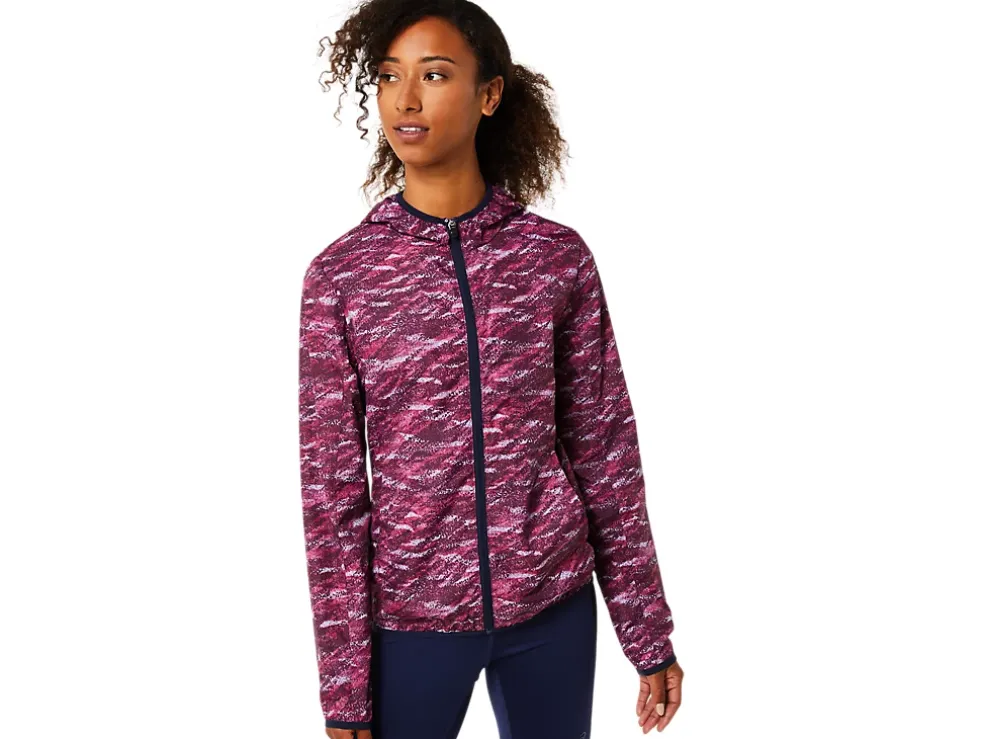 Fashion ASICS PACKABLE JACKET Deep Mars Print/Peacoat