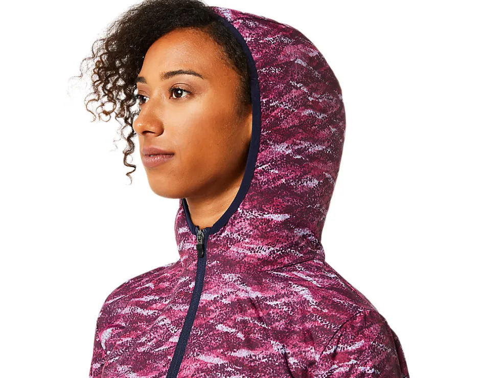 Fashion ASICS PACKABLE JACKET Deep Mars Print/Peacoat